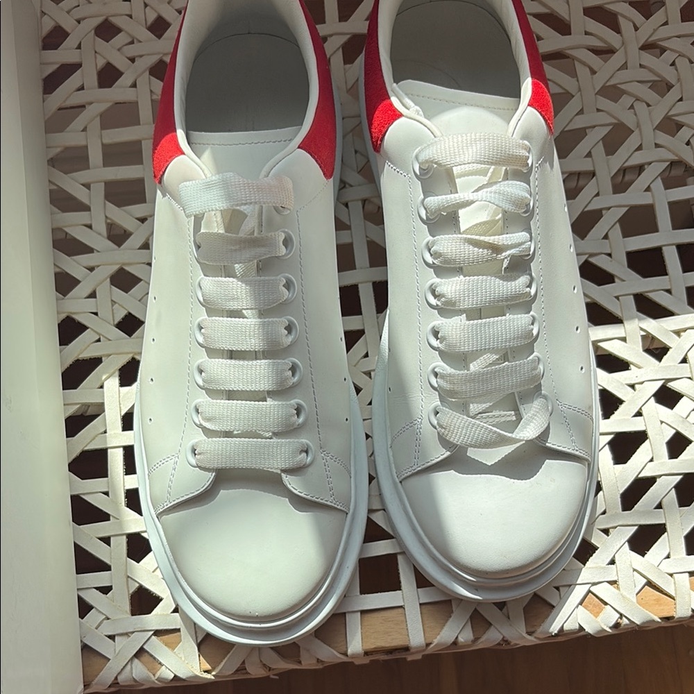 Alexander McQueen White and Red Sneakers Classic Design